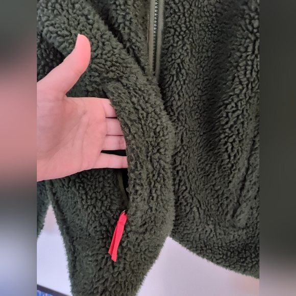 Topo Designs Sherpa Reversible Coat Jacket Zipper Pockets Green - Picture 5 of 12